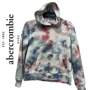 Abercrombie Filtch KIDS TIE DYE HOODIE SWEATSHIRT SZ 13/14 RED WHITE BlUE ICONIC